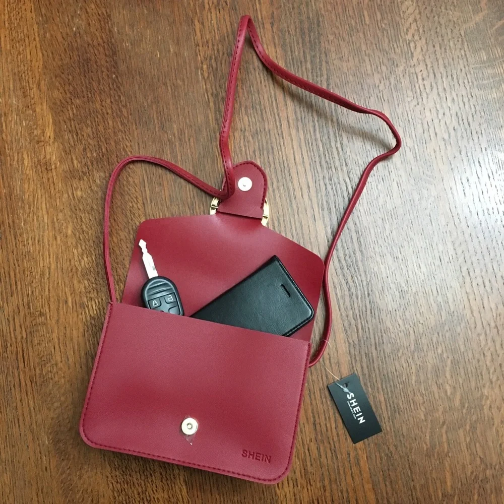 🔴 Small Dark Red Crossbody Shoulder Bag